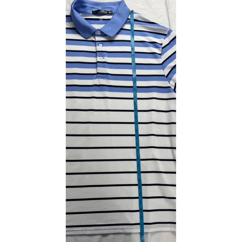 RLX Ralph Lauren Mens XXL Blue White Striped Performance Golf Polo Shirt - Picture 5 of 9